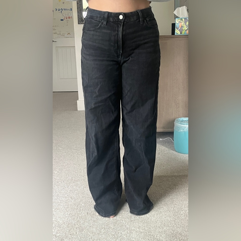 American Eagle Outfitters Black High-Rise Wide Leg Jeans